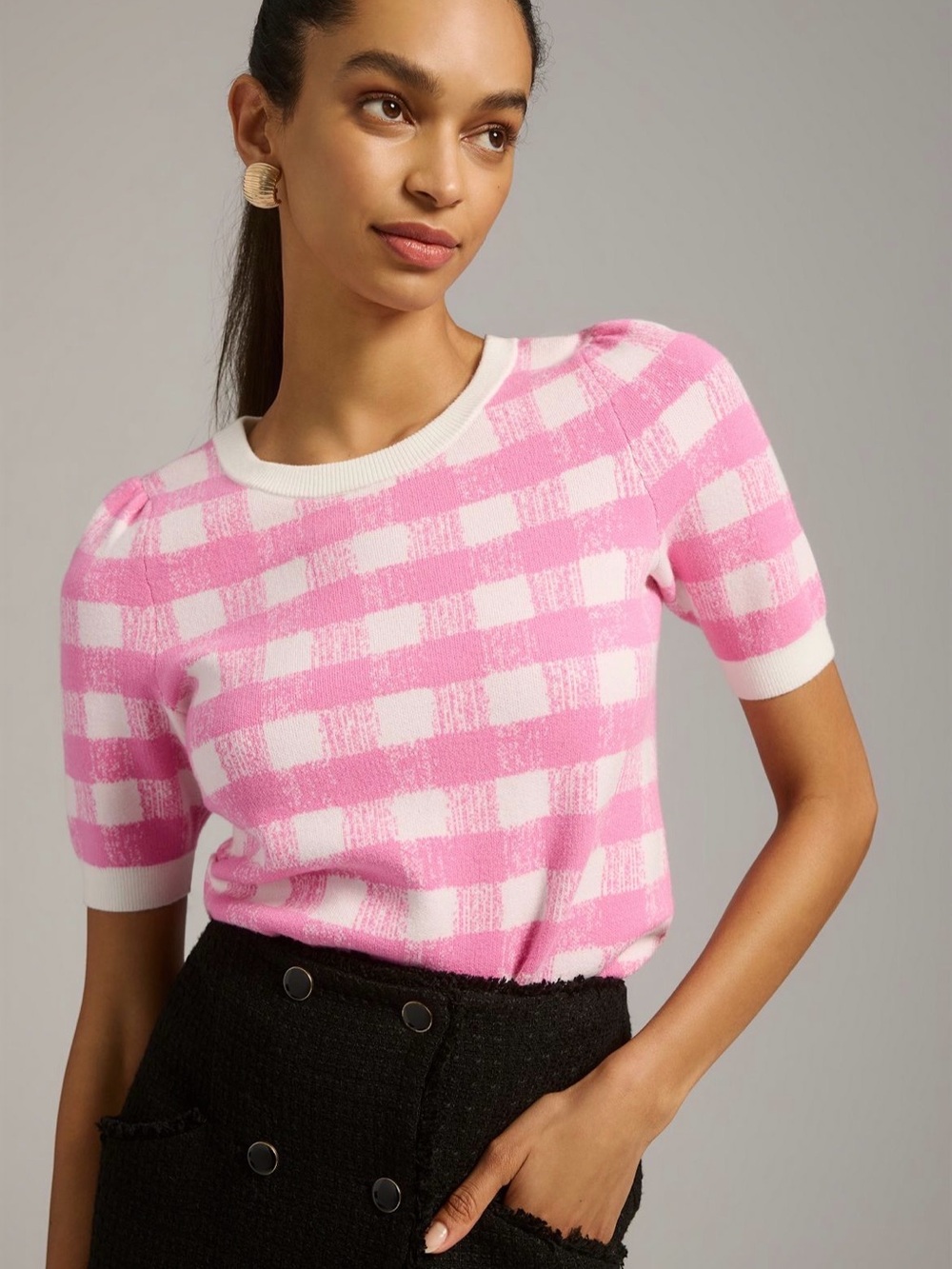 Maeve by Anthropologie Harmon Jacquard Sweater Tee Size M